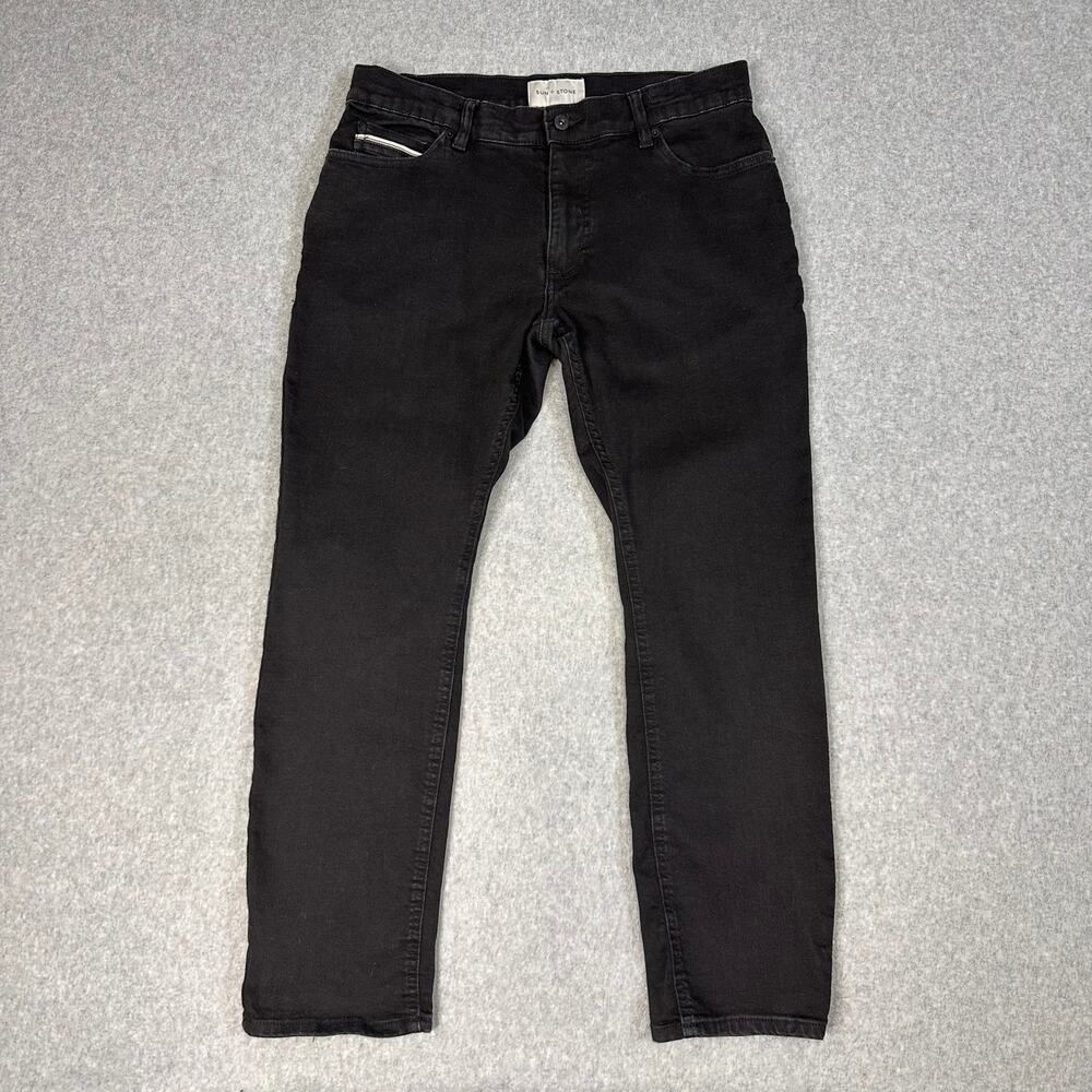 Sun+Stone Slim-Fit Jeans Men's 32W 30L Black Skinny Ankle Mid Rise WPL8046 Work